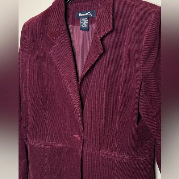 Corduroy Blazer Jacket Women’s M Burgundy Career‎ Classic Jacket - Picture 2 of 9